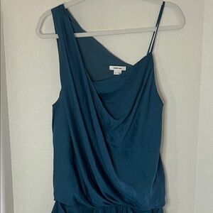 Helmut Lang Teal One Shoulder Dress